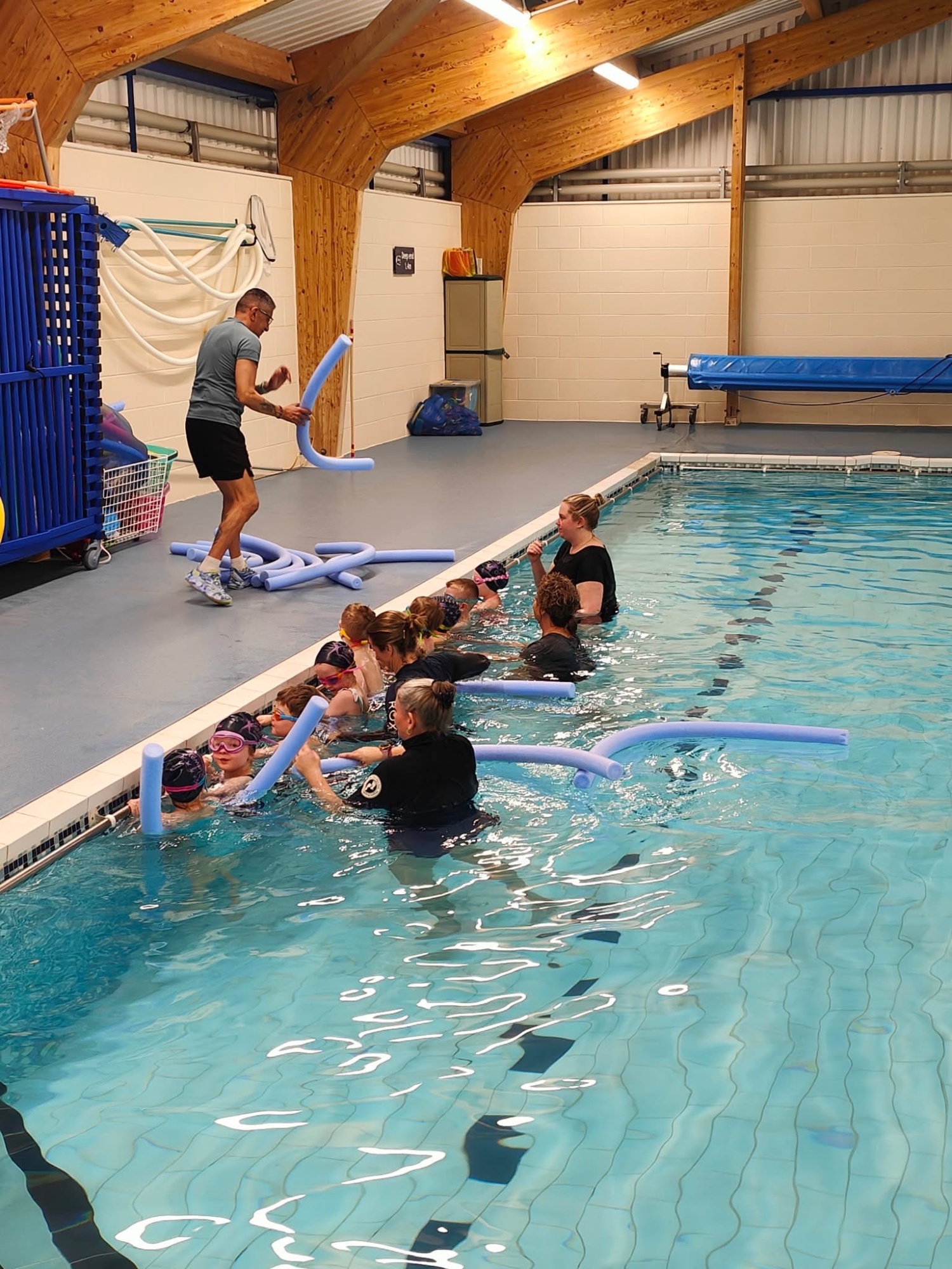 Reception pupils in the pool at Oldway
