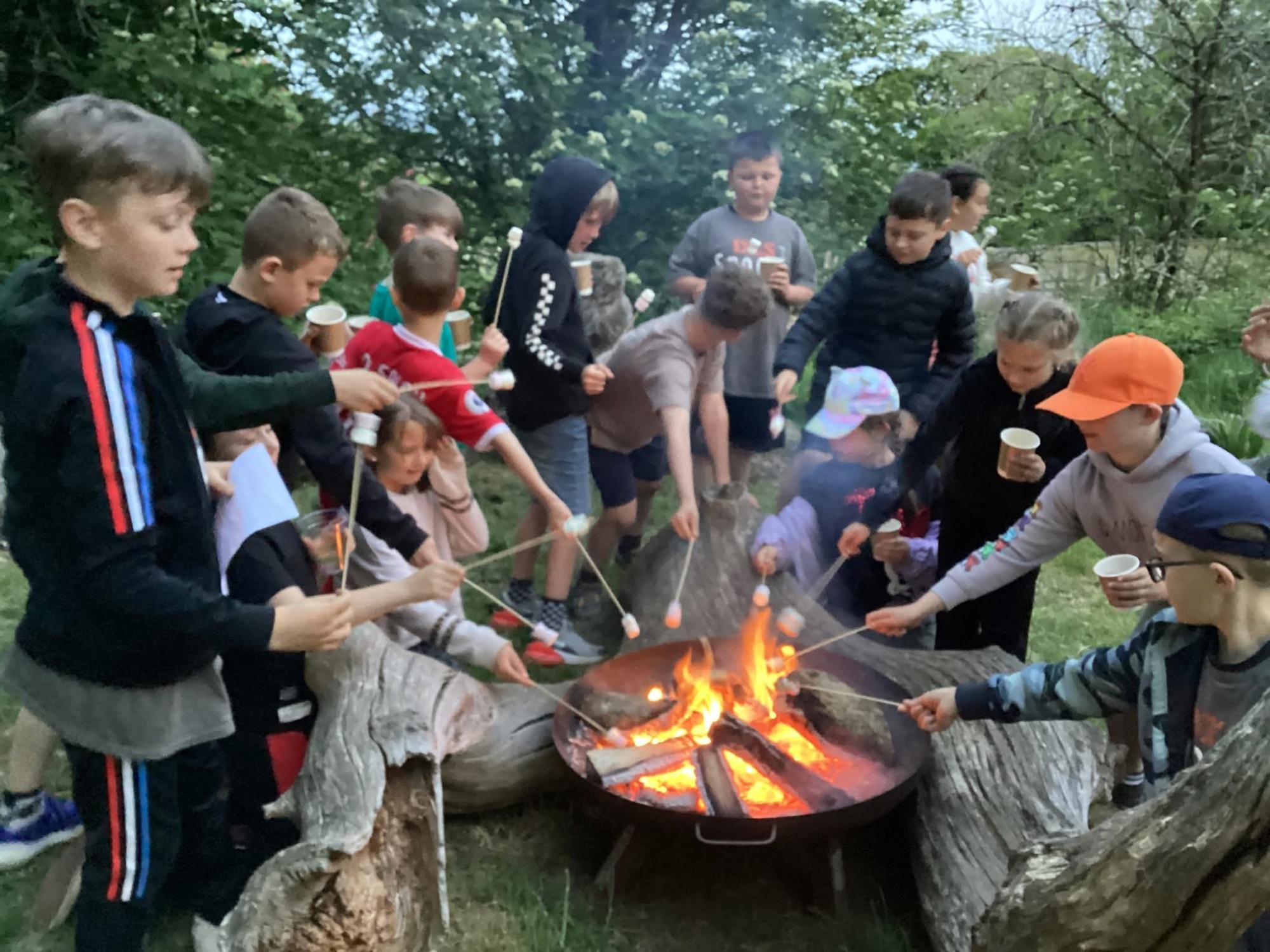 Snooze at the Zoo pupils around fire pit