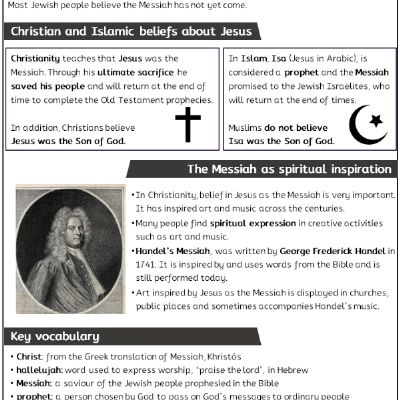 Y5 R&W Sum1 - How has belief in... the Messiah impacted art & music - Knowledge Organiser.png