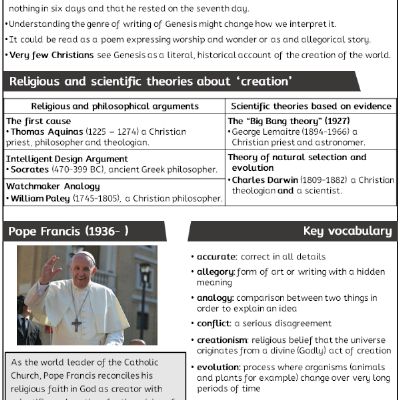 Y6 R&W Aut2 - Are religion and science in conflict - Knowledge Organiser.png